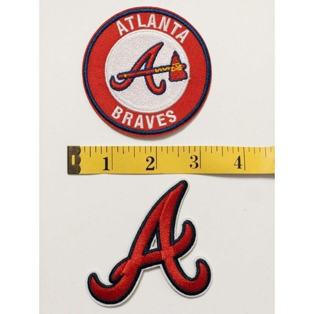 Atlanta Braves set of 2 Iron on Patch NEW Embroidered Logo Applique for Jackets,
